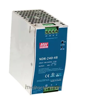 Mean Well NDR-240-24, DIN Rail Power Supply, 89%, 24V, 10A, 240W, Adjustable รูปที่ 2