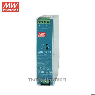 Mean Well EDR-75-12, DIN Rail Power Supply, 86%, 12V, 6.3A, 75W, Adjustable รูปที่ 2