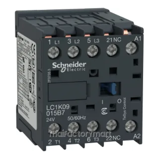 Schneider TeSys K Miniature Contactor LC1K12015P7, 3P, AC-3 12A (440V), 5.5 kW, 1 NC auxiliary contact, 230 VAC coil, PCB terminals