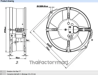 W2S130 Series Axial Fan, 172 x 55mm, 380m?/h, 45W, 230 V ac photo 2