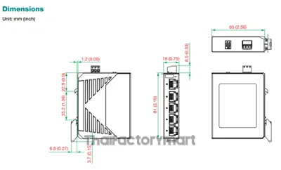 5-Port Entry-level Unmanaged Switch, 5 Fast TP ports, , plastic, -10 to 60C, operating temperature รูปที่ 3