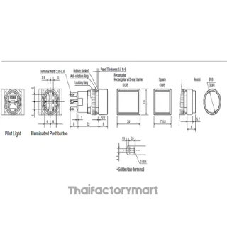 AL6H-M14-JW Push Button 16mm Rectangular