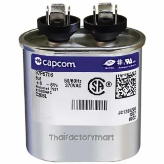 97F5706 6 uf MFD 370 Volt VAC - GE Genteq Replacement Oval Run Capacitor