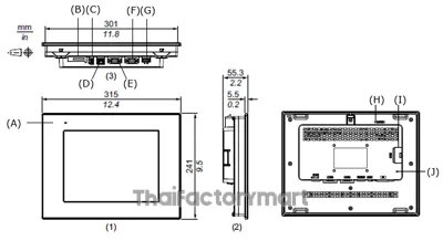 PFXST6500TADE, 10.4" touch panel display, 2COM, 1Ethernet, USB host & device, 24VDC, GP-ProEX model, SD Card รูปที่ 3