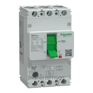 Circuit breaker, GoPact MCCB 200, 3 poles, 25kA at 415VAC, 200A rating, TMD trip unit, adjustable thermal protection