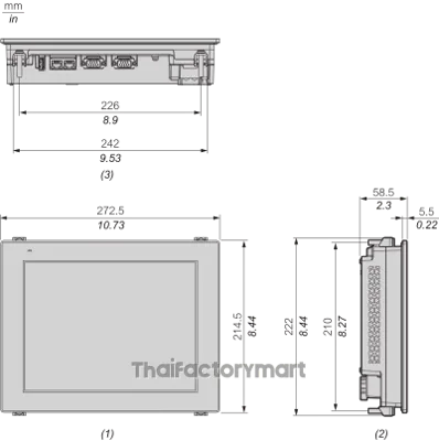 touch panel screen, Proface GP6000, 10.4 inch, SVGA, All in one, Analog single, 2xCOM, 2xETH, USB A & micro B, SD, AC รูปที่ 2