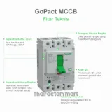 Circuit breaker, GoPact MCCB 125, 3 poles, 10kA at 415VAC, 20A rating, TMD trip unit, adjustable thermal protection รูปที่ 2