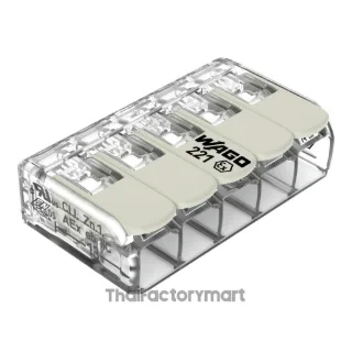 COMPACT Splicing Connector; for all conductor types; for Ex e applications; max. 6 mm²; 5-conductor; with levers; transparent housing; Operating temperature (max.): 105 °C; 6,00 mm²; transparent