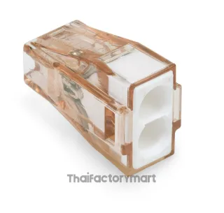 PUSH WIRE® connector for junction boxes; for solid conductors; max. 4 mm²; 2-conductor; Brown clear housing; white cover; Surrounding air temperature: max 60°C; 2,50 mm²; multicoloured